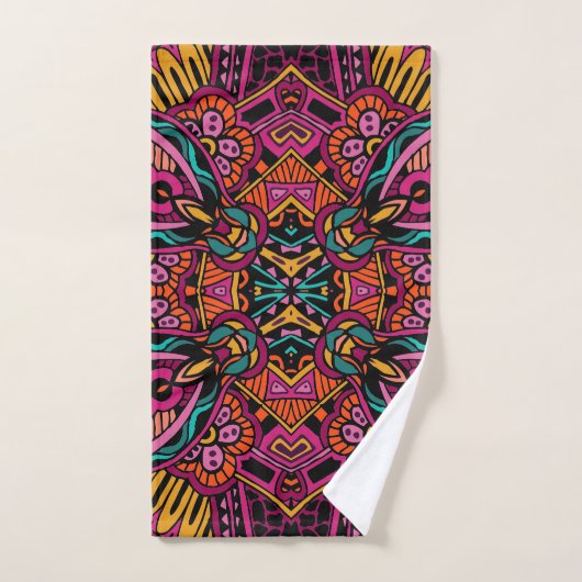 Boho Funky Trendy Retro Abstract Patroon Bad Handdoek (Handdoek)
