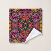 Boho Funky Trendy Retro Abstract Patroon Bad Handdoek (Wasdoekje)