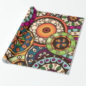 Boho Funky Trendy Retro Abstract Patroon Cadeaupapier (Uitgerold)