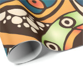 Boho Funky Trendy Retro Abstract Patroon Cadeaupapier (Rol Hoek)