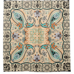 Boho Funky Trendy Retro Abstract Patroon Douchegordijn