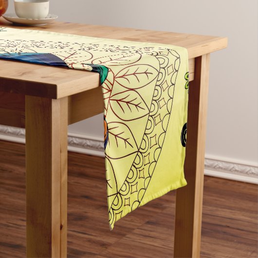 Boho Funky Trendy Retro Abstract Patroon Medium Tafelloper (Voorbeeld)