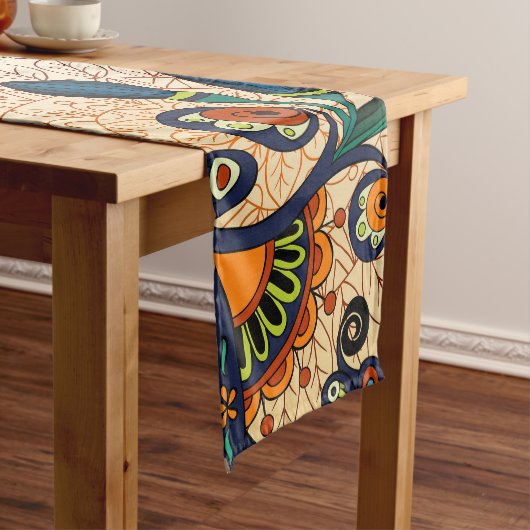 Boho Funky Trendy Retro Abstract Patroon Medium Tafelloper (Voorbeeld)