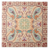 Boho Funky Trendy Retro Abstract Patroon Tegeltje (Voorkant)