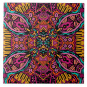Boho Funky Trendy Retro Abstract Patroon Tegeltje (Voorkant)