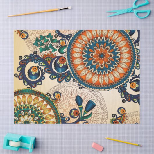 Boho Funky Trendy Retro Abstract Patroon Tissuepapier (Craft)