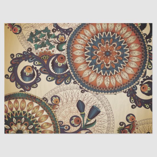Boho Funky Trendy Retro Abstract Patroon Tissuepapier (Voorkant)