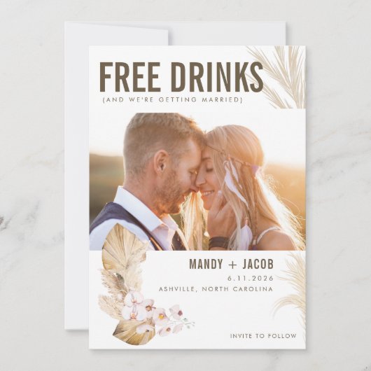 Boho Funny Photo Wedding Save the Date (Voorkant)