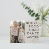 Boho Funny Photo Wedding Save the Date Aankondigingskaart (Staand voorkant)