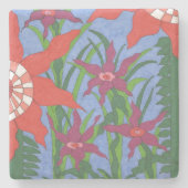 Boho Garden Blues Art Stenen Onderzetter (Voorkant)