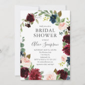 Boho Garden Bourgogne Blauw Bloemen Vrijgezellenfe Kaart (Voorkant)