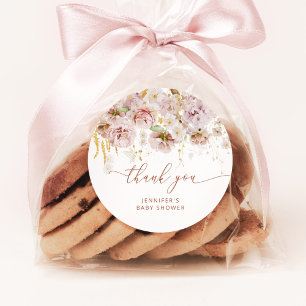 Boho garden floral baby shower bedankt ronde sticker