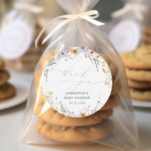 Boho Garden Floral Baby shower dank u Ronde Sticker