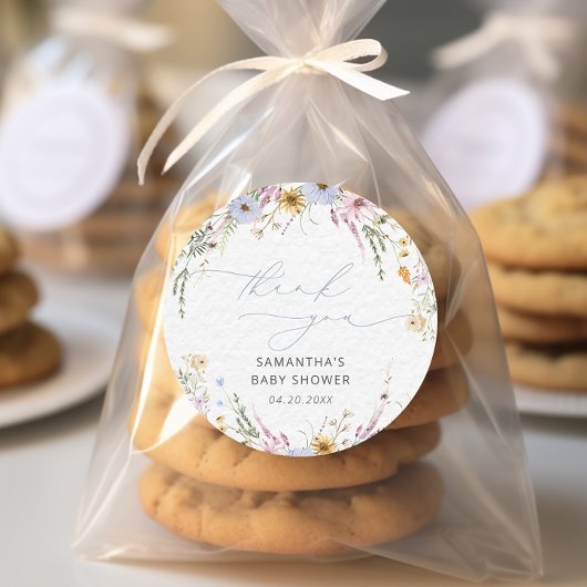 Boho Garden Floral Baby shower dank u Ronde Sticker