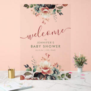 Boho Garden FLORAL Baby shower Welkom Acryl Bord