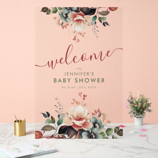 Boho Garden FLORAL Baby shower Welkom Acryl Bord (Huwelijk)