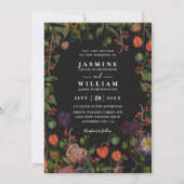 Boho Garden Floral Rustic Elegant QR Code Wedding Kaart (Voorkant)