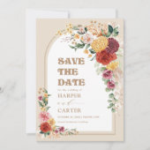 Boho Garden Flowers Pampas Grass Save the Date (Voorkant)