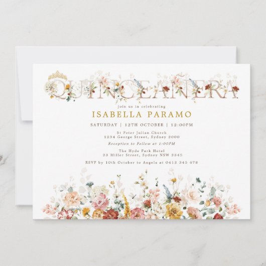 Boho Garden Flowers Quinceañera 15e verjaardag Kaart (Voorkant)