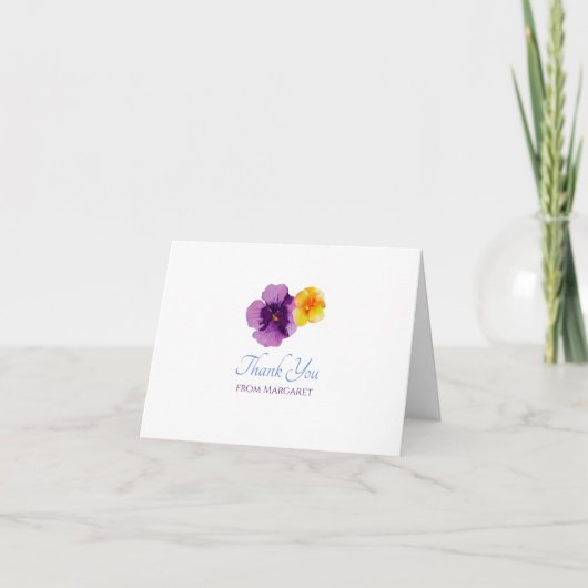 Boho Garden Party Pansies met de hand geïllustreer Bedankkaart (Voorkant)