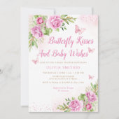 Boho Garden Pink Butterfly Kisses Girl Baby shower Kaart (Voorkant)