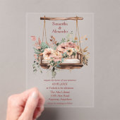 Boho Garden Romance Wedding Acryl Uitnodigingen (Insitu (Draagbaar))