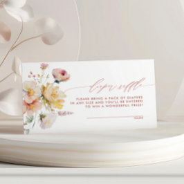 Boho Garden Roos Bloemen Luier Raffle Informatiekaartje