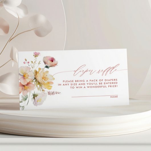 Boho Garden Roos Bloemen Luier Raffle Informatiekaartje