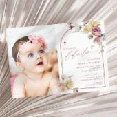 Boho Garden Roos Flowers Fotomeisje Toewijding Kaart