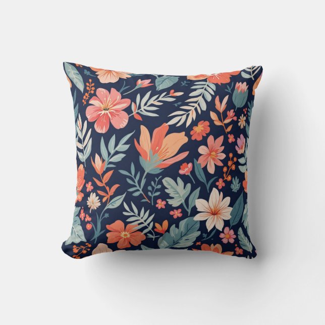Boho Garden Whimsy – Tropical Floral Sierkussen (Voorkant)