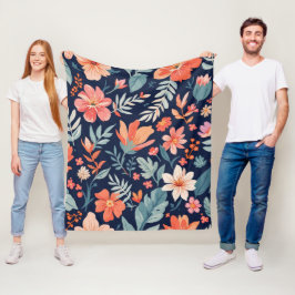 Boho Garden Whimsy – Tropische Bloemen Fleece Blan Deken