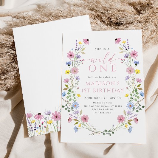 Boho Garden Wild One Wildflower eerste verjaardag Kaart