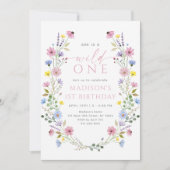 Boho Garden Wild One Wildflower eerste verjaardag Kaart (Voorkant)