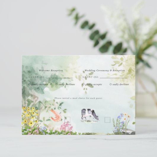 Boho Garden Wildflower | Bruiloft RSVP (Staand voorkant)