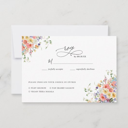Boho Garden Wildflower | Bruiloft RSVP (Voorkant)