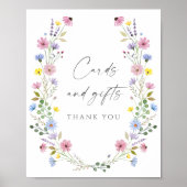 Boho Garden Wildflower Wedding Cards & Gifts Sign Poster (Voorkant)