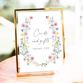Boho Garden Wildflower Wedding Cards & Gifts Sign Poster