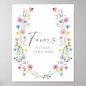 Boho Garden Wildflower Wedding Favors Sign Poster (Voorkant)