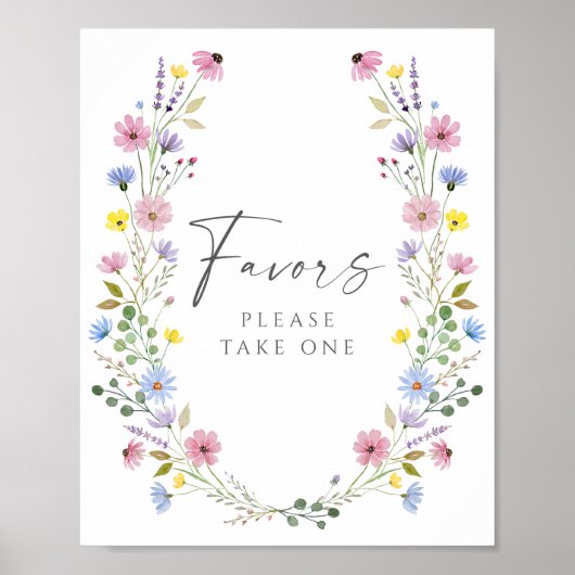 Boho Garden Wildflower Wedding Favors Sign Poster (Voorkant)