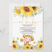 Boho Garden Zonnebloemen Oerwoud Aap Baby shower Kaart (Voorkant)