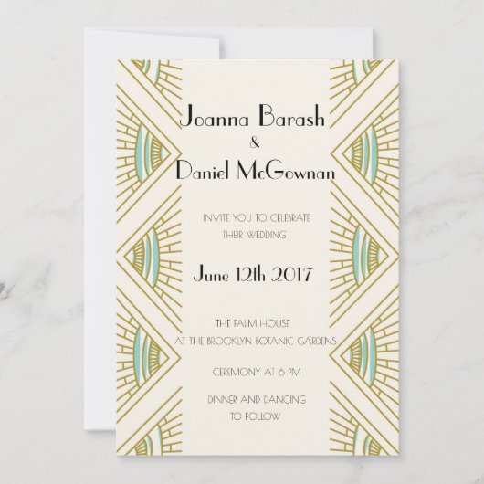 Boho Gatsby Wedding Invitation Kaart (Voorkant)