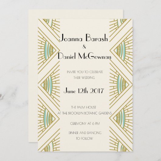 Boho Gatsby Wedding Invitation Kaart (Voorkant / Achterkant)