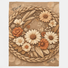 Boho gebloemde geweven cirkel aanpasbaar fleece deken