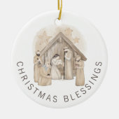 Boho Geboorte Stabiele Scène Kerstmis Zegeningen Keramisch Ornament (Voorkant)