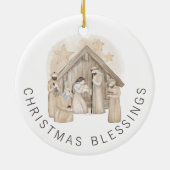 Boho Geboorte Stabiele Scène Kerstmis Zegeningen Keramisch Ornament (Achterkant)