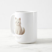 Boho geborduurd beige Kat met bladeren Koffiemok (Voorkant links)