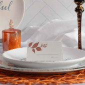 Boho gebrande Sinaasappels bladeren bruiloft plaat Plaatskaartje