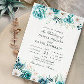 Boho Gebroken Wit Blauwgroen Wildbloemen Bruiloft  Kaart