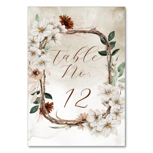 Boho gedemde Herfst Bloemen Bruids Kaarten en gesc (Voorkant)