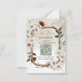 Boho gedemde Herfst Floral Bridal Registry QR-code Notitiekaartje (Voorkant)